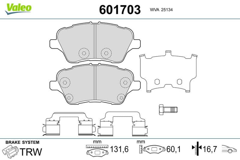 set placute frana,frana disc VALEO 601703