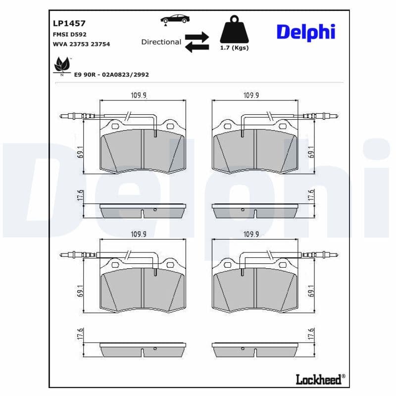 set placute frana,frana disc DELPHI LP1457