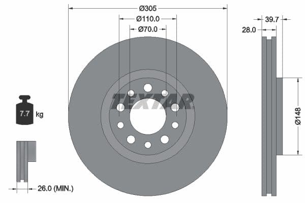 Disc frana TEXTAR PRO 92145003