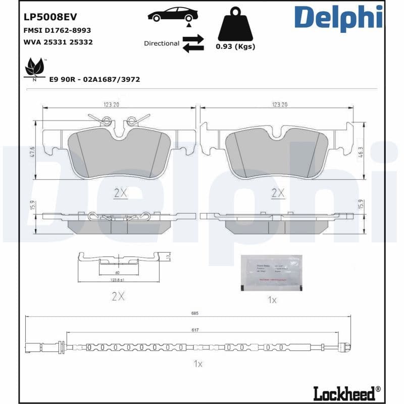 set placute frana,frana disc DELPHI LP5008EV