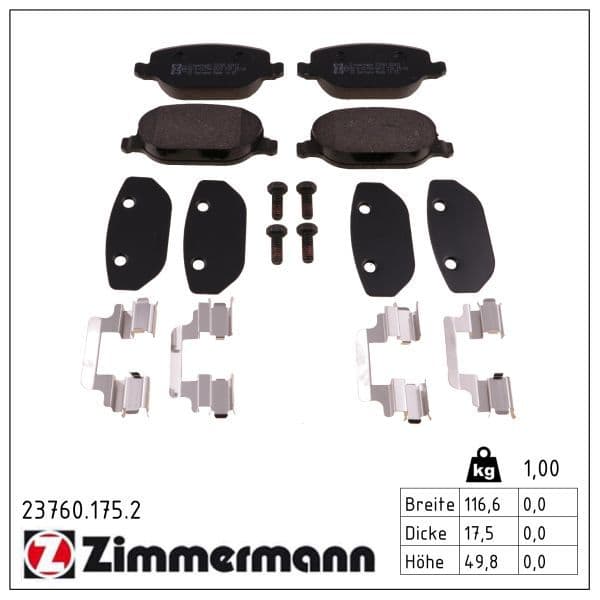 set placute frana,frana disc ZIMMERMANN 23760.175.2