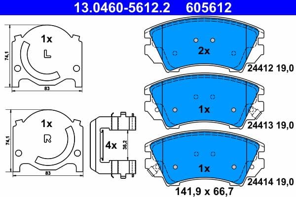 set placute frana,frana disc ATE 13.0460-5612.2