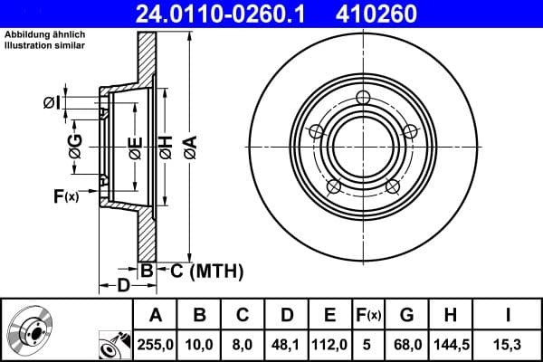 Disc frana ATE 24.0110-0260.1