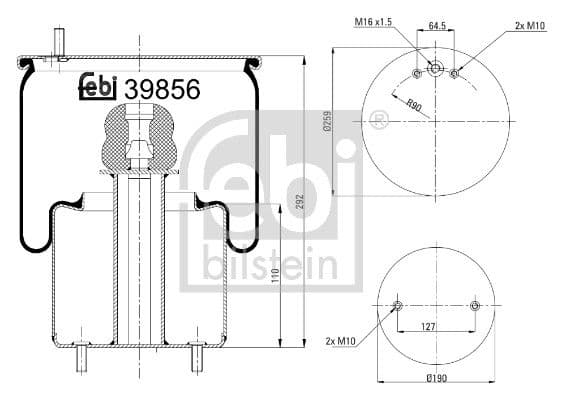 Burduf, suspensie pneumatica FEBI BILSTEIN 39856