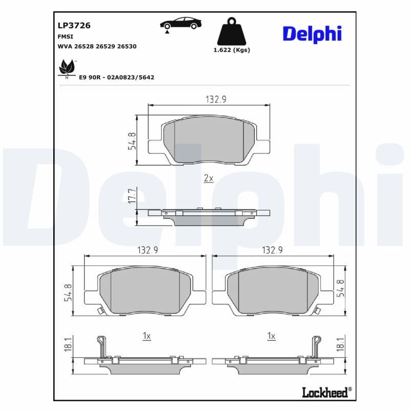 set placute frana,frana disc DELPHI LP3726