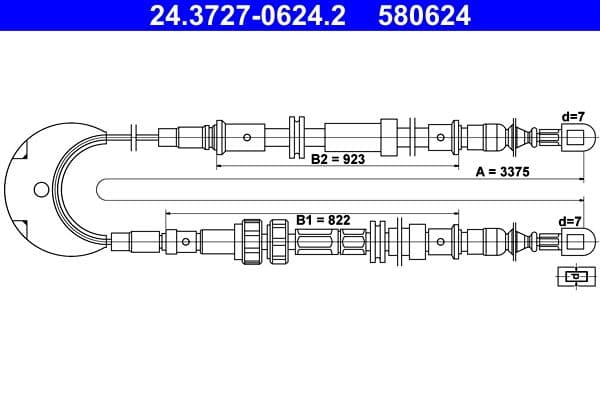 Cablu, frana de parcare ATE 24.3727-0624.2