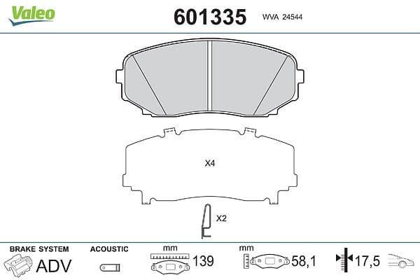 set placute frana,frana disc VALEO 601335