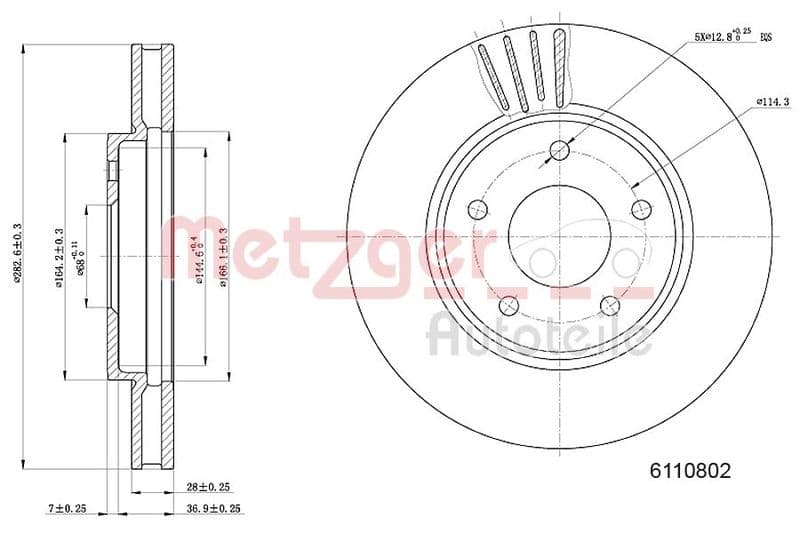 Disc frana METZGER AUTOTEILE 6110802