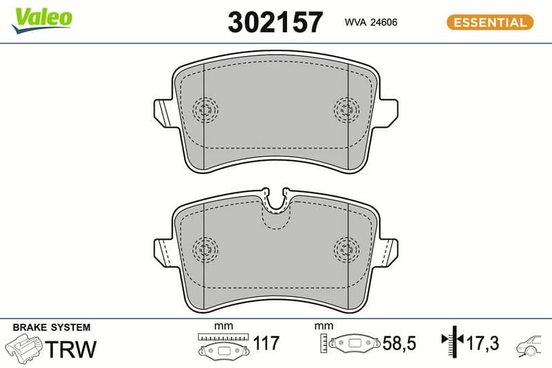 set placute frana,frana disc VALEO ESSENTIAL 302157