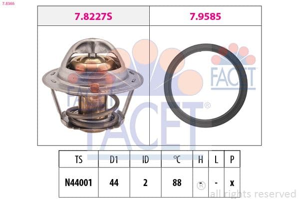 termostat,lichid racire FACET Made in Italy - OE Equivalent 7.8366