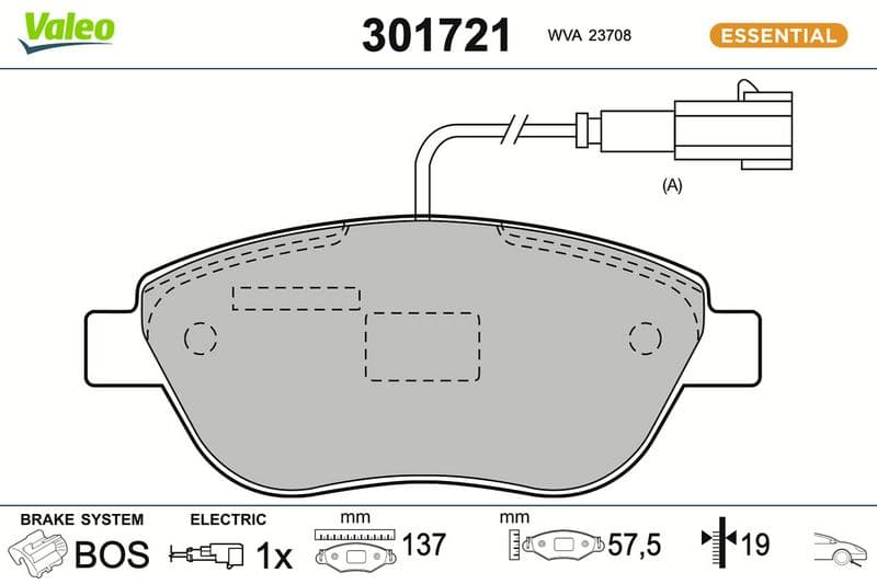 set placute frana,frana disc VALEO ESSENTIAL 301721