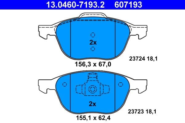 set placute frana,frana disc ATE 13.0460-7193.2
