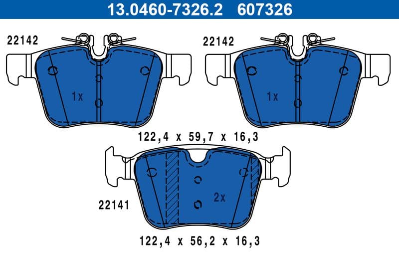 set placute frana,frana disc ATE 13.0460-7326.2