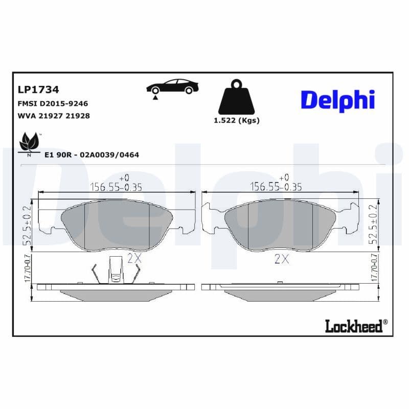 set placute frana,frana disc DELPHI LP1734