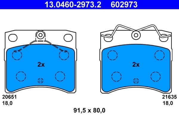 set placute frana,frana disc ATE 13.0460-2973.2