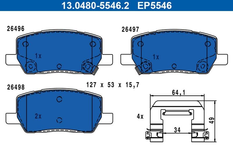 set placute frana,frana disc ATE 13.0480-5546.2