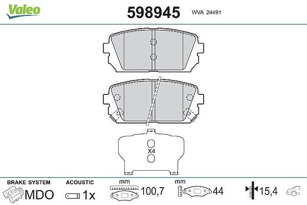 set placute frana,frana disc VALEO 598945