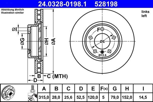 Disc frana ATE PowerDisc 24.0328-0198.1