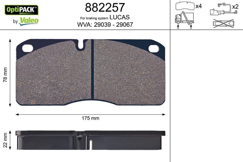 set placute frana,frana disc VALEO 882257