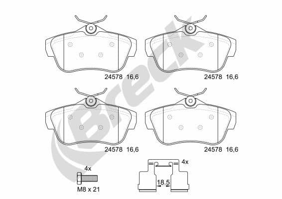 set placute frana,frana disc BRECK 24578 00 702 00