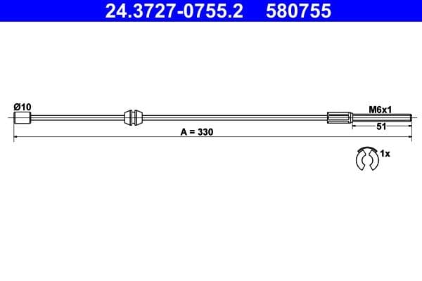Cablu, frana de parcare ATE 24.3727-0755.2