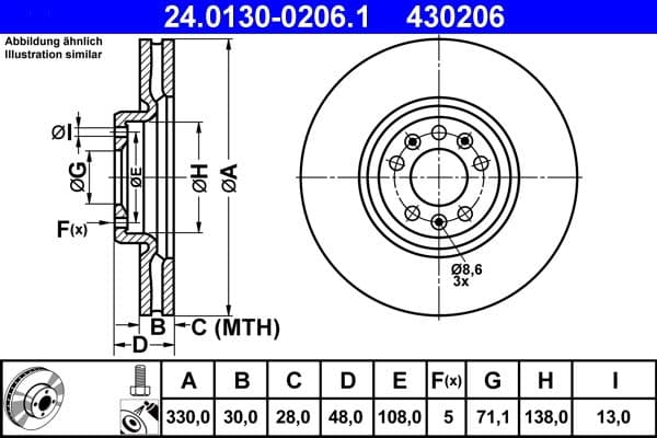 Disc frana ATE 24.0130-0206.1