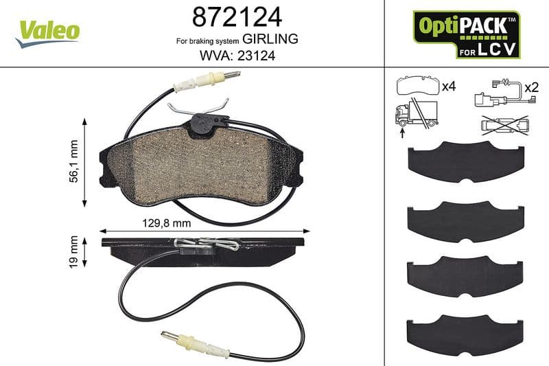 set placute frana,frana disc VALEO OPTIPACK for LCV 872124