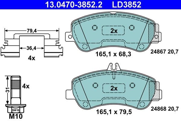 set placute frana,frana disc ATE Ceramic 13.0470-3852.2