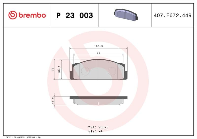 set placute frana,frana disc BREMBO PRIME LINE P 23 003