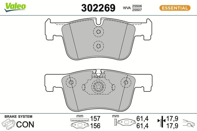 set placute frana,frana disc VALEO ESSENTIAL 302269