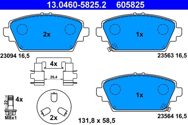 set placute frana,frana disc ATE 13.0460-5825.2