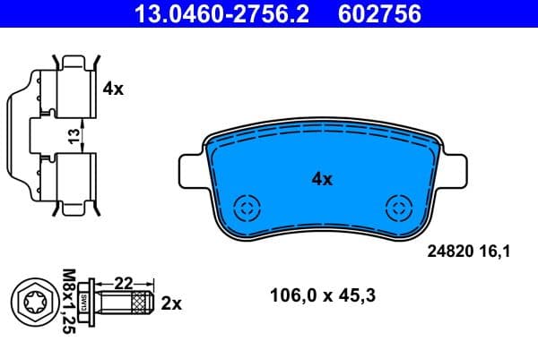 set placute frana,frana disc ATE 13.0460-2756.2