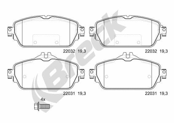 set placute frana,frana disc BRECK 22031 00 701 10
