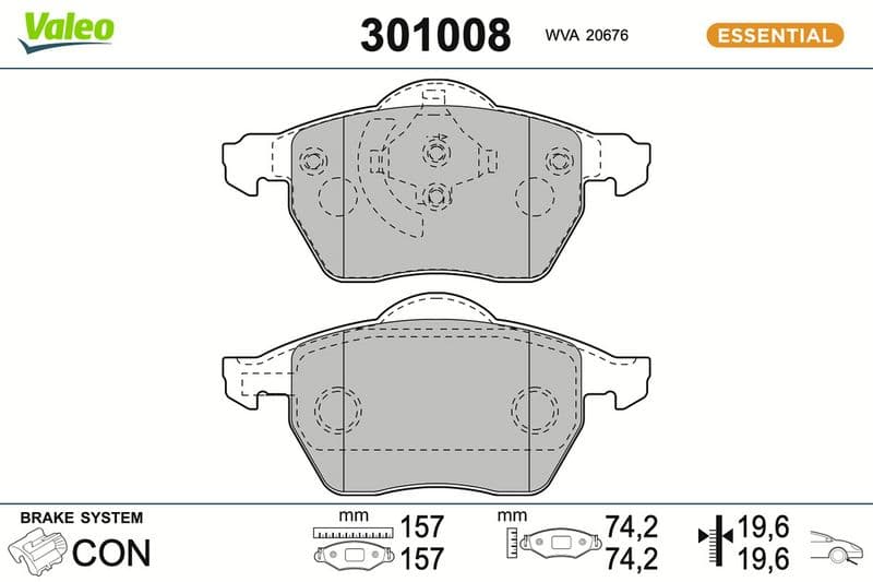 set placute frana,frana disc VALEO ESSENTIAL 301008