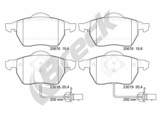set placute frana,frana disc BRECK 23018 00 701 10