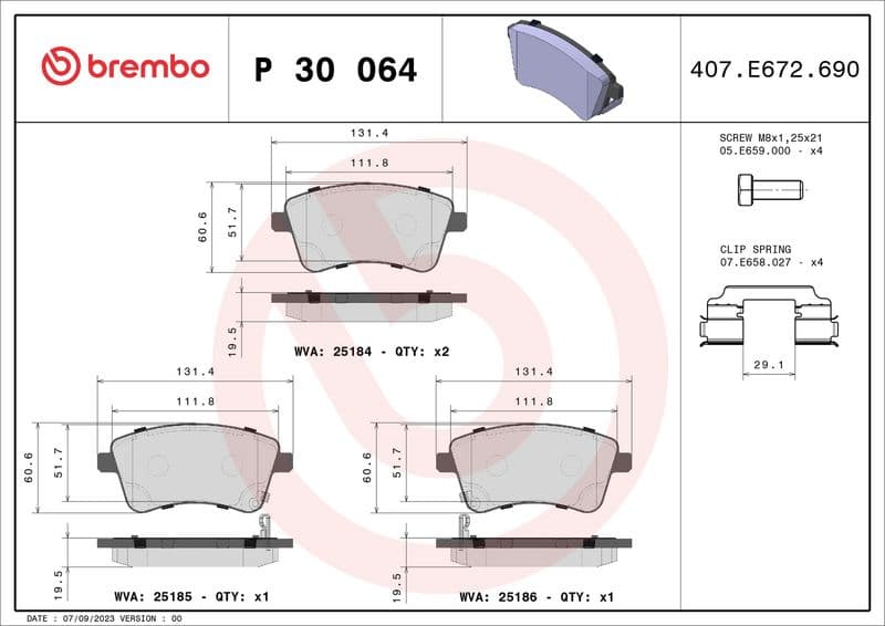set placute frana,frana disc BREMBO PRIME LINE P 30 064