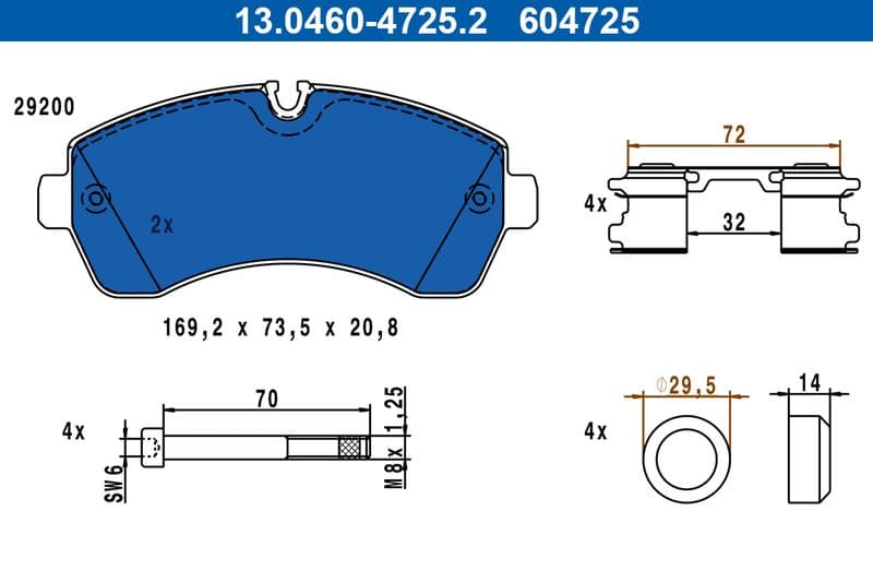 set placute frana,frana disc ATE 13.0460-4725.2