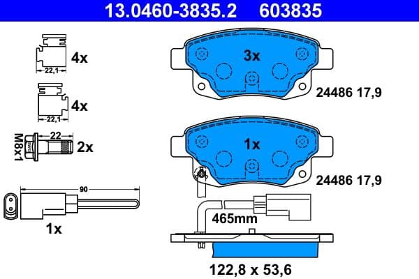 set placute frana,frana disc ATE 13.0460-3835.2