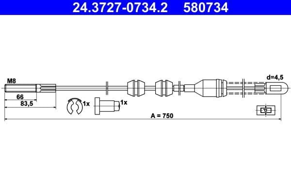 Cablu, frana de parcare ATE 24.3727-0734.2