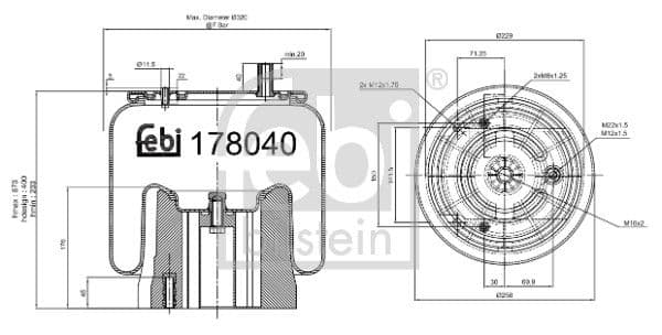 Burduf, suspensie pneumatica FEBI BILSTEIN 178040