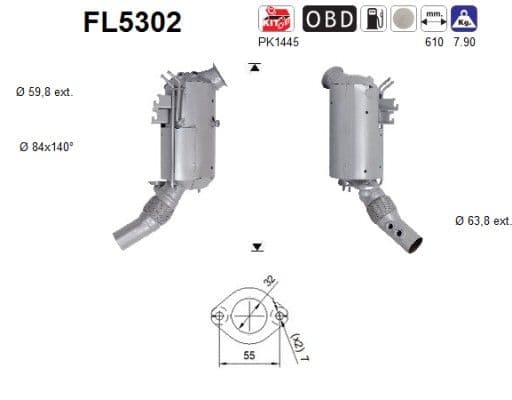 Filtru funingine/particule, sist.de esapament AS-PL FL5302