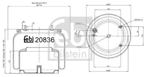 Burduf, suspensie pneumatica FEBI BILSTEIN 20836