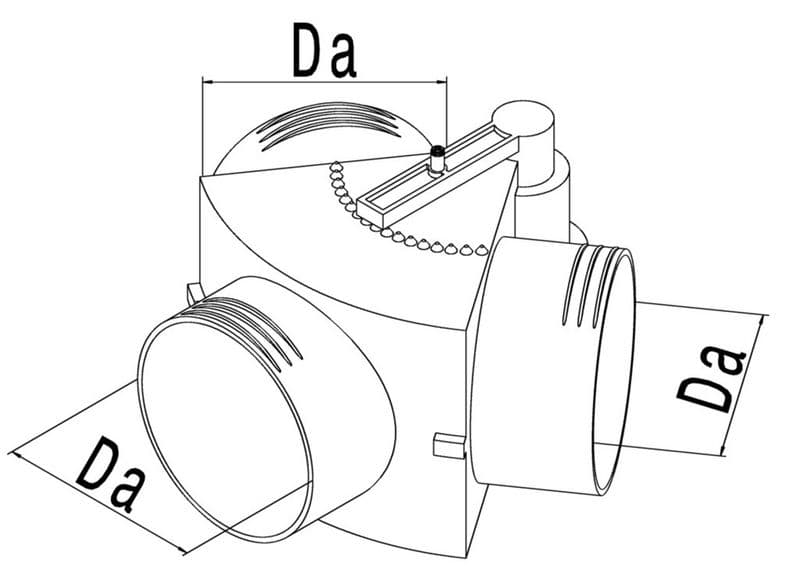 Canal de aer WEBASTO Distributor Y-unit 80/80/80, with remote control flap valve 1319214A