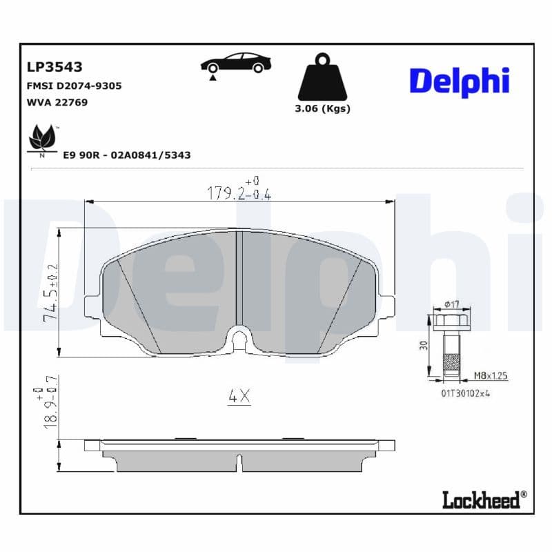 set placute frana,frana disc DELPHI LP3543