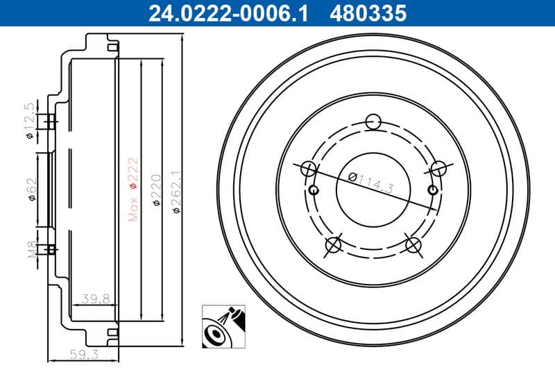 Tambur frana ATE 24.0222-0006.1