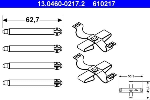 Set accesorii, placute frana ATE 13.0460-0217.2