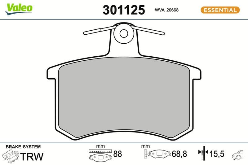 set placute frana,frana disc VALEO ESSENTIAL 301125