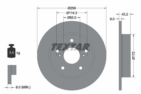 Disc frana TEXTAR PRO 92308303