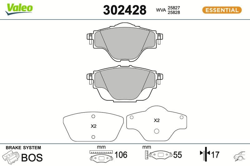set placute frana,frana disc VALEO ESSENTIAL 302428
