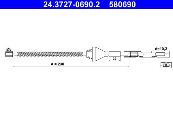 Cablu, frana de parcare ATE 24.3727-0690.2